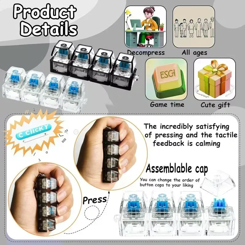 Office Tech And Gadgets - Portachiavi Antistress a Forma di Tastiera
